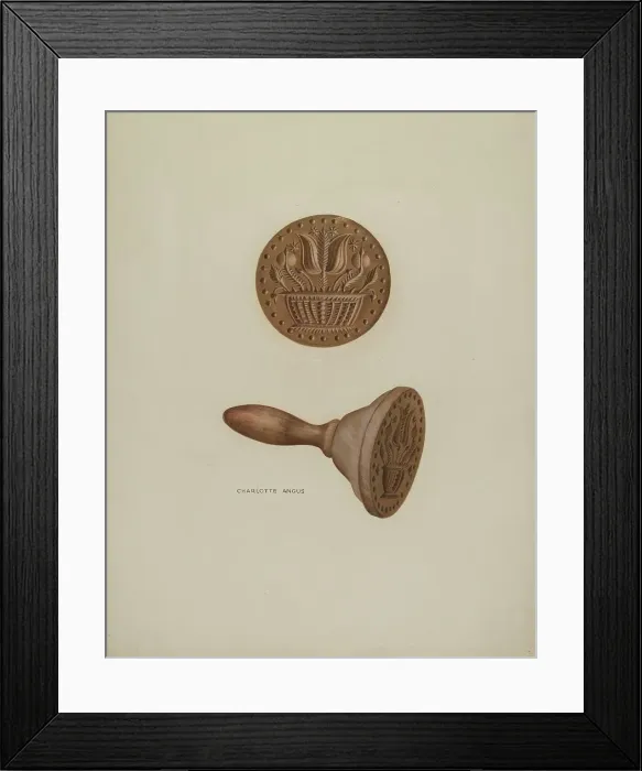 Framed Print : Pa. German Butter Mold, c. 1938. Creator: Charlotte Angus Framed Print : Pa. German Butter Mold, c. 1938. Creator: Charlotte Angus
