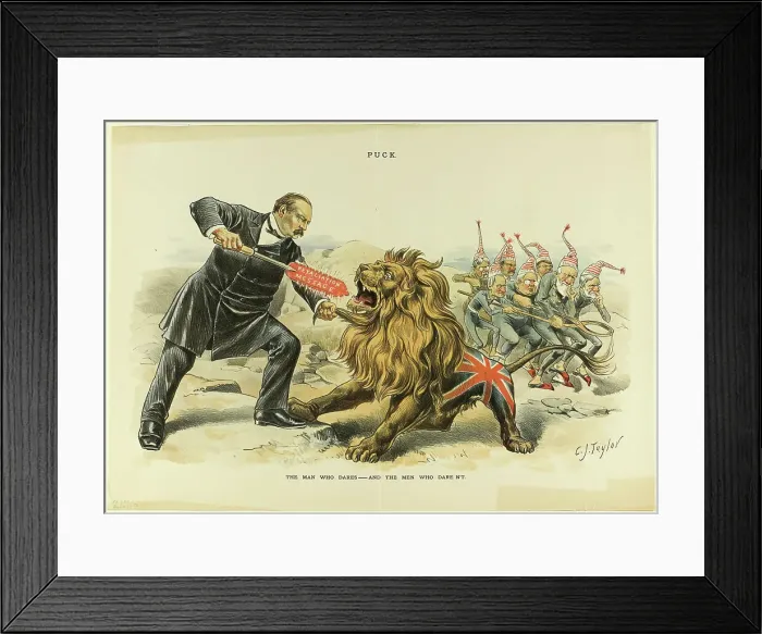 Framed Print : The Man Who Dares - and the Men who Dare N't, from Puck, published September 5, 1888. Creator: Charles Jay Taylor Framed Print : The Man Who Dares - and the Men who Dare N't, from Puck, published September 5, 1888. Creator: Charles Jay Taylor