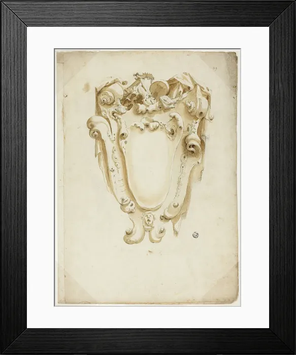 Framed Print : Design for Escutcheon, with Musical Instruments, n.d. Creator: Unknown Framed Print : Design for Escutcheon, with Musical Instruments, n.d. Creator: Unknown