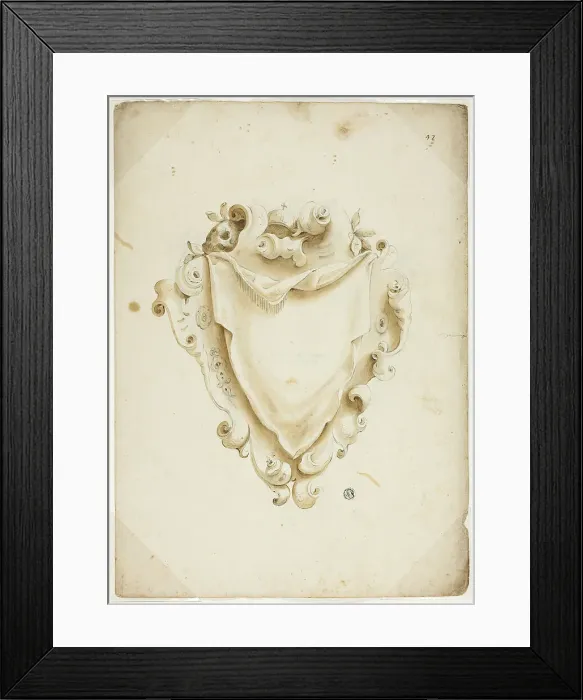 Framed Print : Design for Escutcheon, with Orb, n.d. Creator: Unknown Framed Print : Design for Escutcheon, with Orb, n.d. Creator: Unknown
