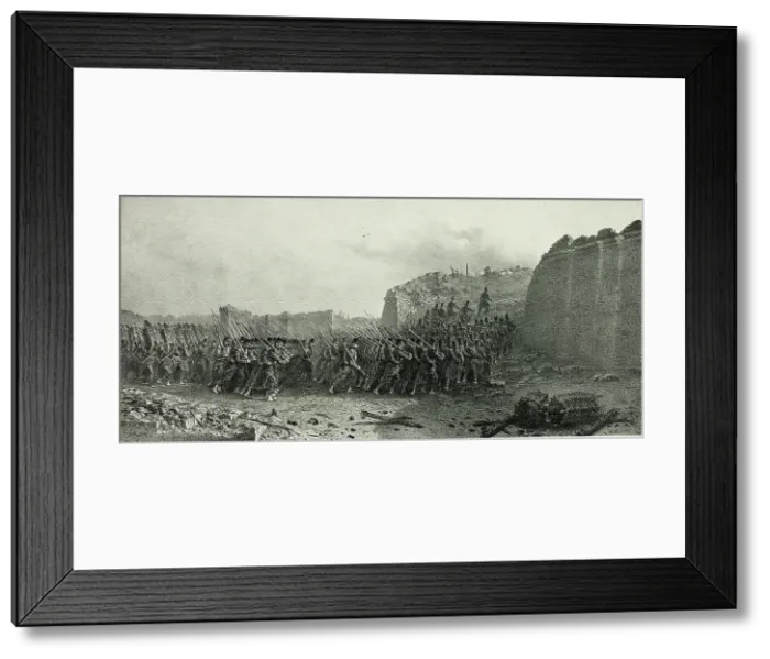 Framed Print : Assault and capture of bastion no. 6, from Souvenirs d'Italie: Expédition de Rome, 1858. Creator: Auguste Raffet Framed Print : Assault and capture of bastion no. 6, from Souvenirs d'Italie: Expédition de Rome, 1858. Creator: Auguste Raffet