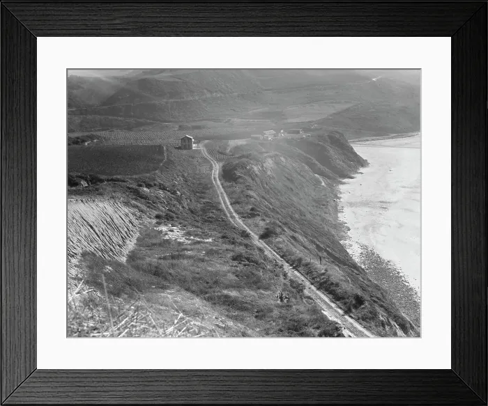 Framed Print : Artichoke farms reach to the water's edge, near Half Moon Bay, California coast, 1938. Creator: Dorothea Lange Framed Print : Artichoke farms reach to the water's edge, near Half Moon Bay, California coast, 1938. Creator: Dorothea Lange