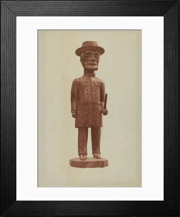 Framed Print : Carved Policeman, 1935 / 1942. Creator: Mildred E Bent Framed Print : Carved Policeman, 1935 / 1942. Creator: Mildred E Bent