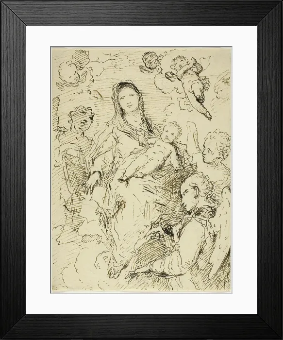 Framed Print : Virgin and Child with Angels, n.d. Creator: Unknown Framed Print : Virgin and Child with Angels, n.d. Creator: Unknown
