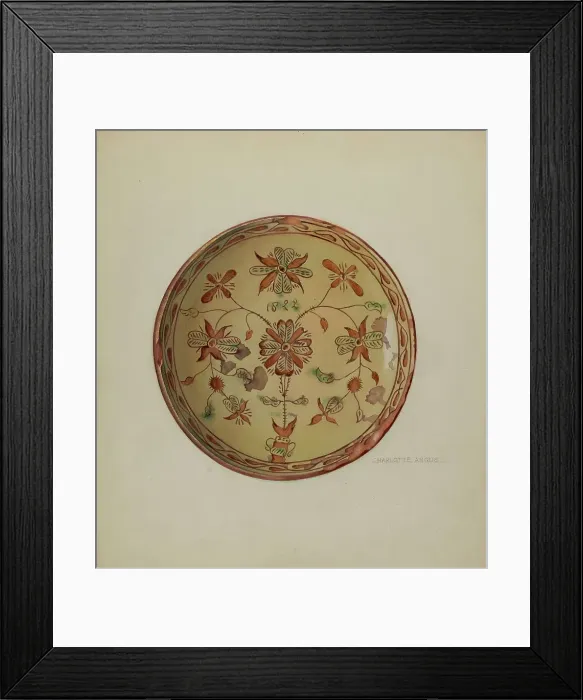 Framed Print : Pa. German Plate, c. 1936. Creator: Charlotte Angus Framed Print : Pa. German Plate, c. 1936. Creator: Charlotte Angus