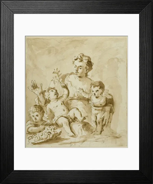 Framed Print : Charity with Mother (Mother with Three Infants), n.d. Creator: Unknown Framed Print : Charity with Mother (Mother with Three Infants), n.d. Creator: Unknown