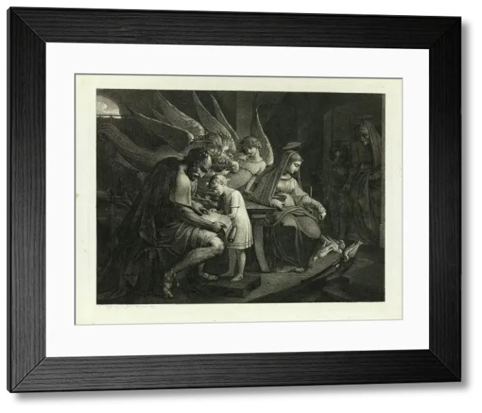 Framed Print : The Holy Family Busy at Home: Joseph Teaches the Boy Jesus to Read. Mary Feeds the Pigeons... 1809. Creator: Carl Russ Framed Print : The Holy Family Busy at Home: Joseph Teaches the Boy Jesus to Read. Mary Feeds the Pigeons... 1809. Creator: Carl Russ