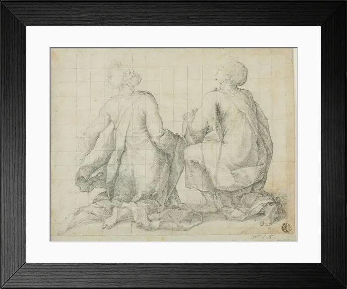 Framed Print : Two Kneeling Male Saints, n.d. Creator: Unknown