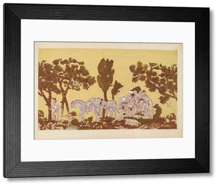 Framed Print : Wallpaper from Bandbox, 1936. Creator: Charlotte Angus Framed Print : Wallpaper from Bandbox, 1936. Creator: Charlotte Angus