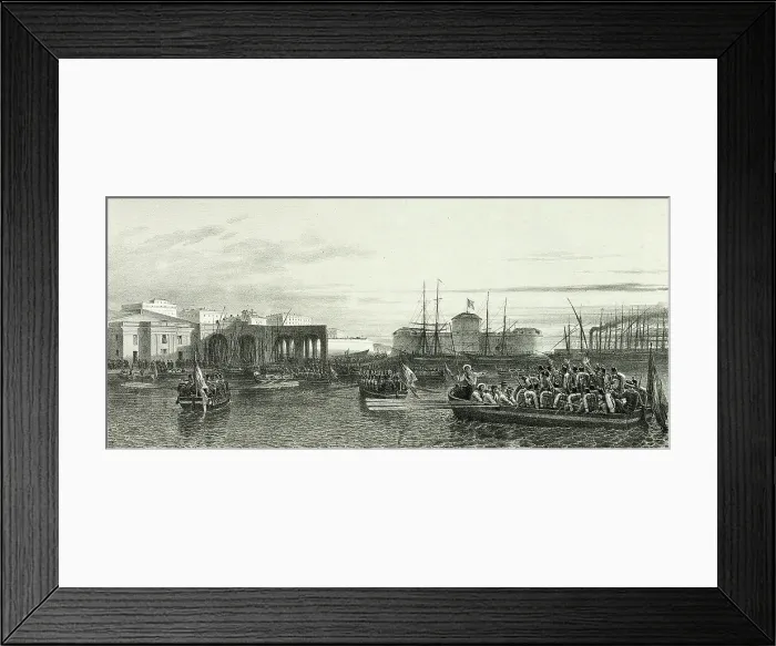 Framed Print : The French Army Landing at Civita-Vecchia, April 25, 1849, from Souvenirs d'Italie: Expédi... 1851. Creator: Auguste Raffet Framed Print : The French Army Landing at Civita-Vecchia, April 25, 1849, from Souvenirs d'Italie: Expédi... 1851. Creator: Auguste Raffet