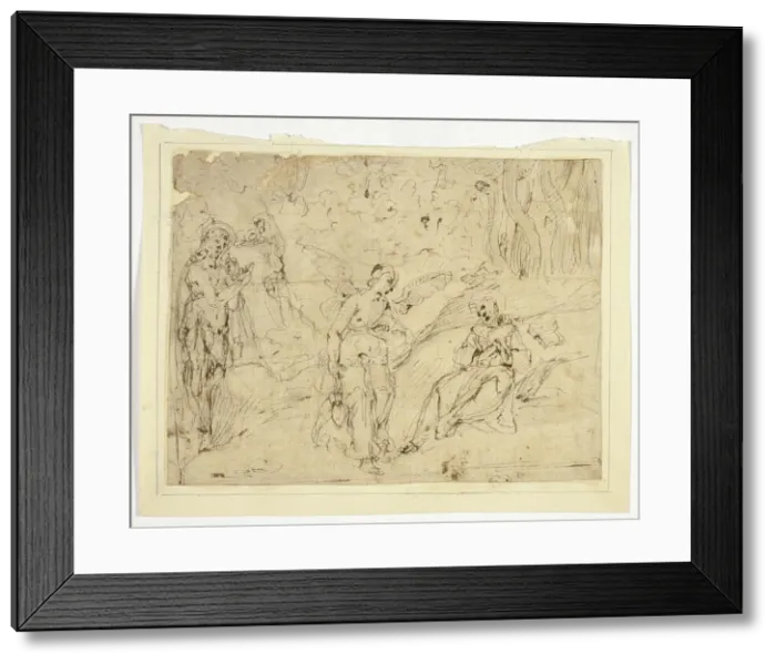 Framed Print : Angel Appearing to Saint Francis of Assisi, with Saint John the Baptist in the...(recto)... n.d. Creator: Unknown Framed Print : Angel Appearing to Saint Francis of Assisi, with Saint John the Baptist in the...(recto)... n.d. Creator: Unknown