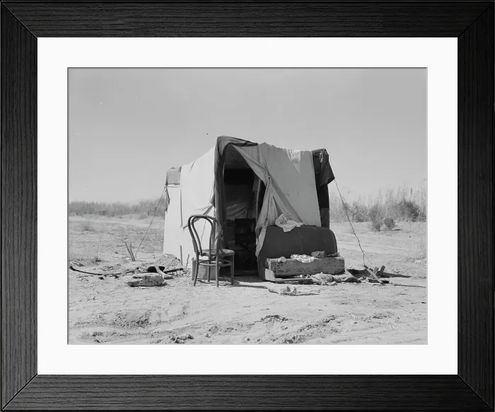 Framed Print : Drought refugees, camp along the roadside, Imperial County, California, 1937. Creator: Dorothea Lange Framed Print : Drought refugees, camp along the roadside, Imperial County, California, 1937. Creator: Dorothea Lange