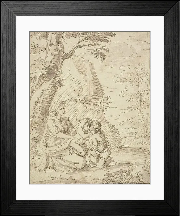 Framed Print : Madonna and Child with the Infant Saint John, n.d. Creators: Unknown, Lodovico Carracci Framed Print : Madonna and Child with the Infant Saint John, n.d. Creators: Unknown, Lodovico Carracci