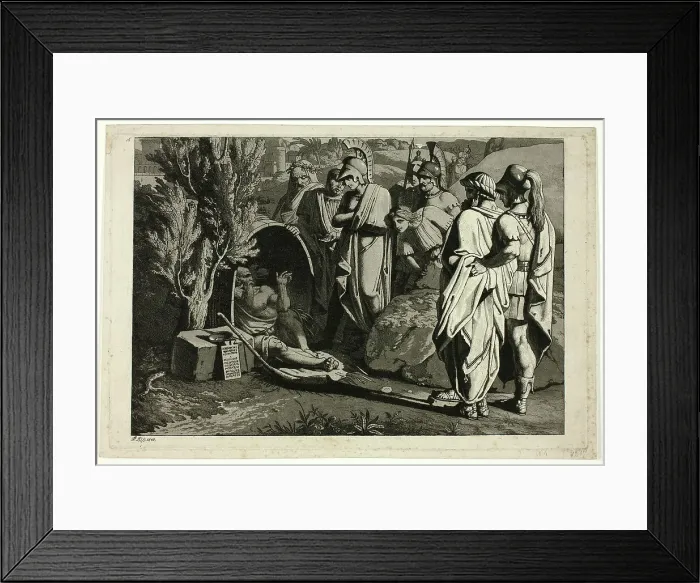 Framed Print : Diogenes in His Tub with Alexander and His Generals, 1810. Creator: Carl Russ Framed Print : Diogenes in His Tub with Alexander and His Generals, 1810. Creator: Carl Russ