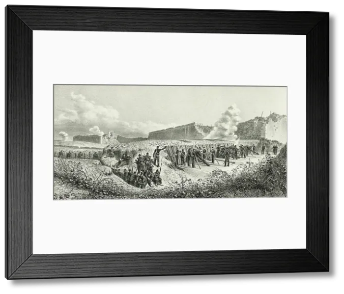 Framed Print : Battery no.14, from Souvenirs d'Italie: Expédition de Rome, 1859. Creator: Auguste Raffet Framed Print : Battery no.14, from Souvenirs d'Italie: Expédition de Rome, 1859. Creator: Auguste Raffet