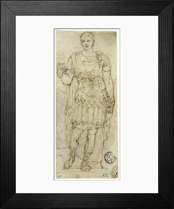 Framed Print : Statue of Augustus Caesar (recto and verso), n.d. (recto); Late 16th c.(verso). Creator: Unknown Framed Print : Statue of Augustus Caesar (recto and verso), n.d. (recto); Late 16th c.(verso). Creator: Unknown