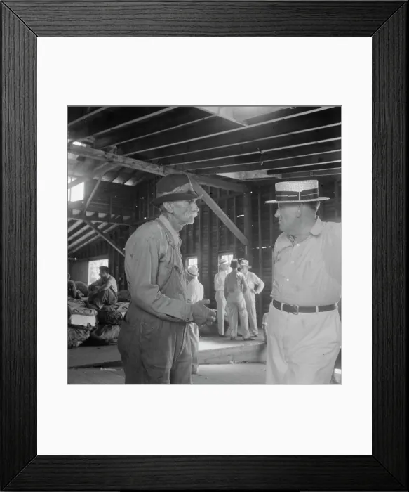 Framed Print : Each farmer follows his tobacco in the warehouse to learn what price... Douglas, Georgia, 1938. Creator: Dorothea Lange Framed Print : Each farmer follows his tobacco in the warehouse to learn what price... Douglas, Georgia, 1938. Creator: Dorothea Lange
