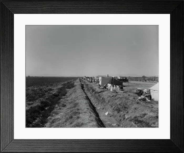 Framed Print : Squatter camp on county road near Calipatria, 1937. Creator: Dorothea Lange Framed Print : Squatter camp on county road near Calipatria, 1937. Creator: Dorothea Lange
