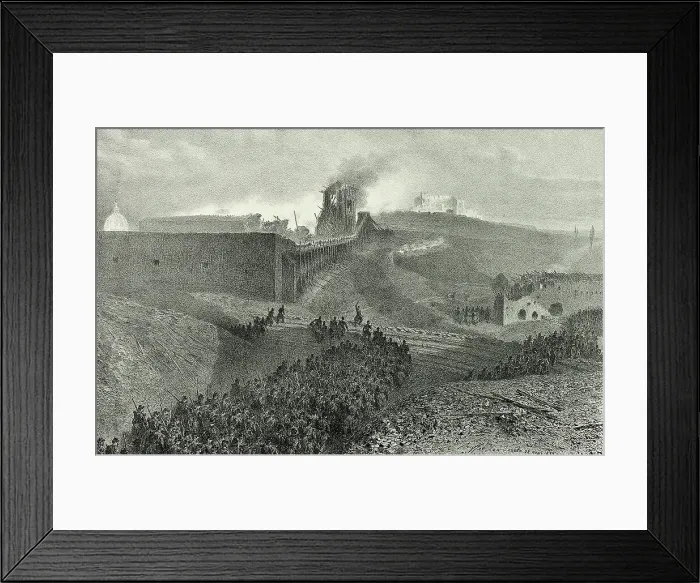 Framed Print : Departure of the third column, called the support, from Souvenirs d'Italie: Expédition de... 1859. Creator: Auguste Raffet Framed Print : Departure of the third column, called the support, from Souvenirs d'Italie: Expédition de... 1859. Creator: Auguste Raffet