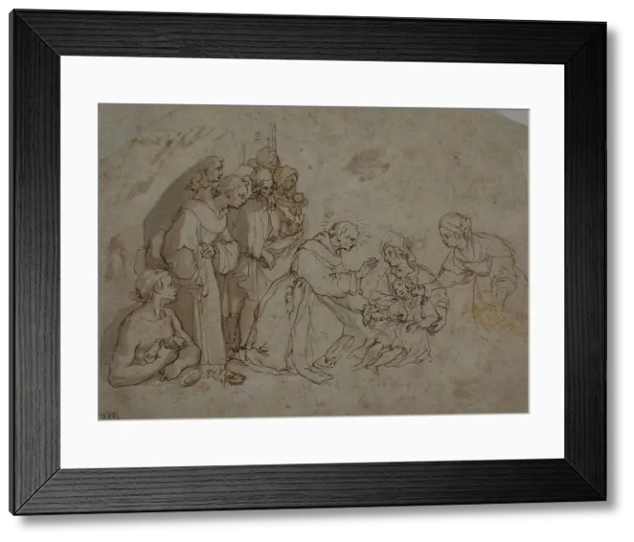 Framed Print : Study for Miracle of Saint Bernardino of Siena, c.1602. Creator: Ventura Salimbeni Framed Print : Study for Miracle of Saint Bernardino of Siena, c.1602. Creator: Ventura Salimbeni