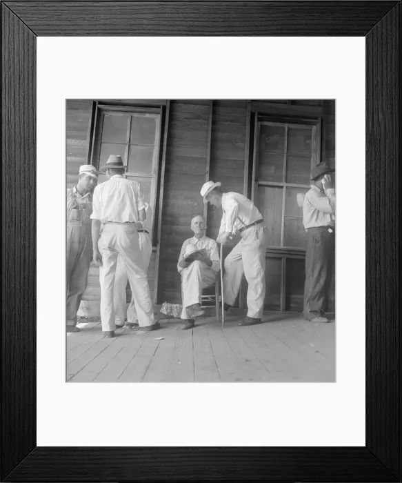 Framed Print : Farmers at tobacco auction, Douglas, Georgia, 1938. Creator: Dorothea Lange Framed Print : Farmers at tobacco auction, Douglas, Georgia, 1938. Creator: Dorothea Lange