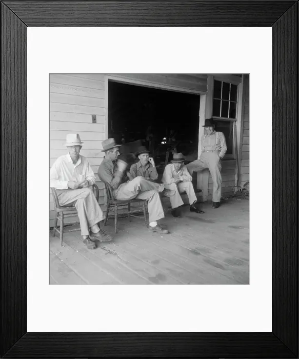 Framed Print : Livery stable gang talking politics...country of Senator Cotton Ed Smith, South Carolina, 1938. Creator: Dorothea Lange. Livery stable gang talking politics...country of Senator Cotton Ed Smith, South Carolina, 1938 Framed Print : Livery stable gang talking politics...country of Senator Cotton Ed Smith, South Carolina, 1938. Creator: Dorothea Lange. Livery stable gang talking politics...country of Senator Cotton Ed Smith, South Carolina, 1938