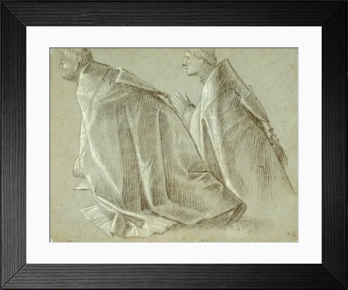 Framed Print : Study of Two Kneeling Clerics (recto); Study of Standing Youth (verso), 1507 / 08. Creator: Vittore Carpaccio Framed Print : Study of Two Kneeling Clerics (recto); Study of Standing Youth (verso), 1507 / 08. Creator: Vittore Carpaccio