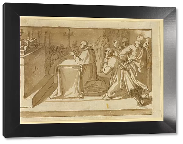 Saint Charles Borromeo Venerating the Relics, c.1604. Creator: Workshop of Cesare Nebbia Italian, 1536-1614