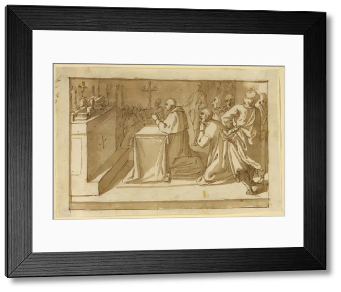 Framed Print : Saint Charles Borromeo Venerating the Relics, c.1604. Creator: Workshop of Cesare Nebbia Italian, 1536-1614 Framed Print : Saint Charles Borromeo Venerating the Relics, c.1604. Creator: Workshop of Cesare Nebbia Italian, 1536-1614