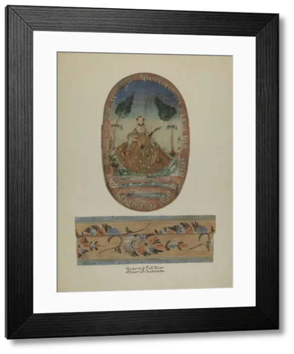 Framed Print : Pa. German Bandbox, c. 1937. Creator: Elmer G Anderson Framed Print : Pa. German Bandbox, c. 1937. Creator: Elmer G Anderson