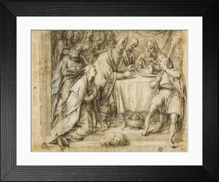 Framed Print : Circumcision of the Christ Child (recto); Marriage of the Virgin (verso), c.1577. Creator: Workshop of Paolo Caliari, called Veronese Framed Print : Circumcision of the Christ Child (recto); Marriage of the Virgin (verso), c.1577. Creator: Workshop of Paolo Caliari, called Veronese