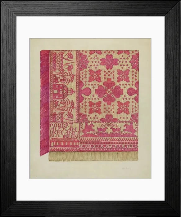 Framed Print : Woven Coverlet, c. 1937. Creator: Helen Bronson Framed Print : Woven Coverlet, c. 1937. Creator: Helen Bronson