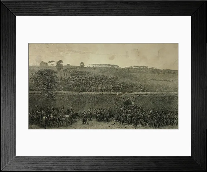 Framed Print : Capture of the Villa Pamfili, from Souvenirs d'Italie: Expédition de Rome, 1852. Creator: Auguste Raffet Framed Print : Capture of the Villa Pamfili, from Souvenirs d'Italie: Expédition de Rome, 1852. Creator: Auguste Raffet