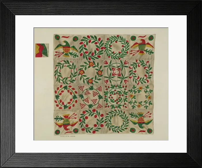 Framed Print : Quilt, 1935 / 1942. Creator: Charlotte Angus Framed Print : Quilt, 1935 / 1942. Creator: Charlotte Angus