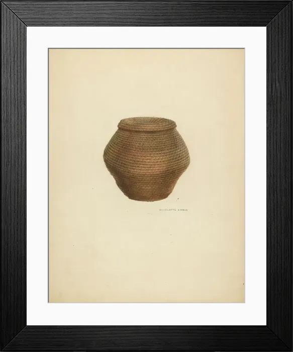 Framed Print : Bee Basket and Cover, c. 1938. Creator: Charlotte Angus Framed Print : Bee Basket and Cover, c. 1938. Creator: Charlotte Angus