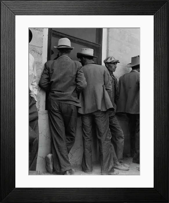 Framed Print : Waiting for the relief checks at Calipatria, California, 1937. Creator: Dorothea Lange Framed Print : Waiting for the relief checks at Calipatria, California, 1937. Creator: Dorothea Lange