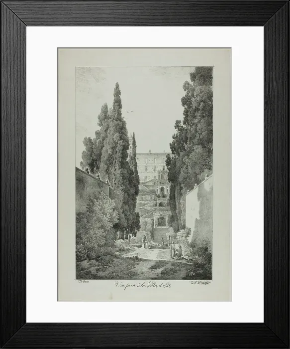 Framed Print : View of the Villa d'Este, 1817. Creator: Claude Thiénon Framed Print : View of the Villa d'Este, 1817. Creator: Claude Thiénon