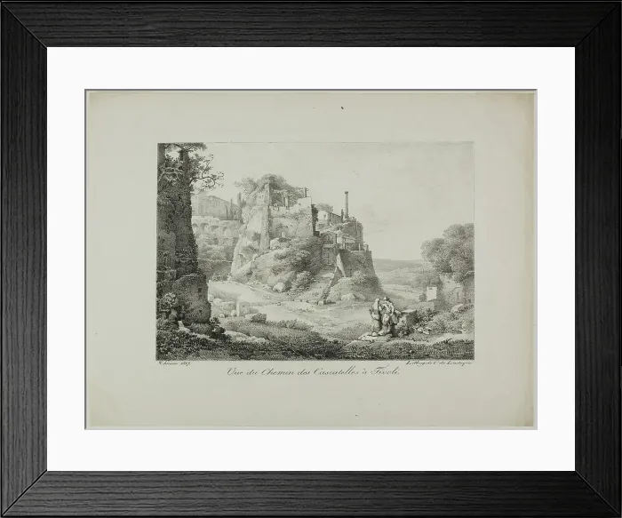 Framed Print : View of the Road from Cascatelles to Tivoli, 1817. Creator: Claude Thiénon Framed Print : View of the Road from Cascatelles to Tivoli, 1817. Creator: Claude Thiénon