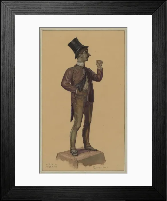 Framed Print : Wooden Figure, c. 1936. Creator: Elmer G Anderson Framed Print : Wooden Figure, c. 1936. Creator: Elmer G Anderson