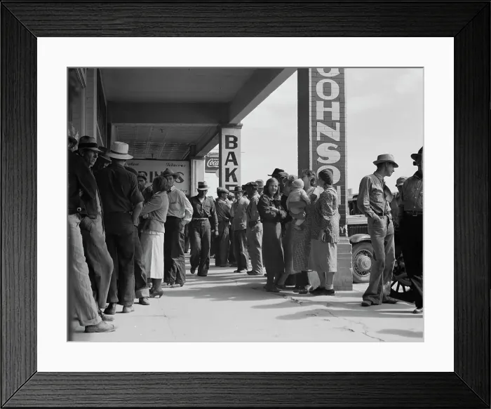 Framed Print : Waiting for the relief checks at Calipatria, California, 1937. Creator: Dorothea Lange Framed Print : Waiting for the relief checks at Calipatria, California, 1937. Creator: Dorothea Lange