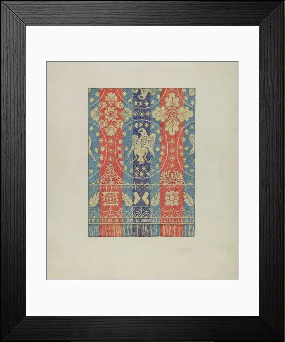 Framed Print : Woven Coverlet, c. 1937. Creator: Helen Bronson Framed Print : Woven Coverlet, c. 1937. Creator: Helen Bronson