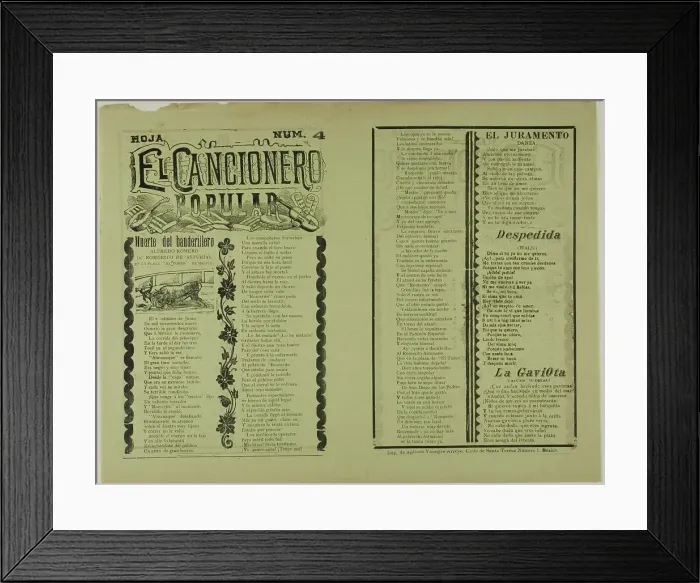 Framed Print : El cancionero popular, hoja num. 4 (The Popular Songbook, Sheet No. 4), n.d. Creator: Manuel Manilla Framed Print : El cancionero popular, hoja num. 4 (The Popular Songbook, Sheet No. 4), n.d. Creator: Manuel Manilla