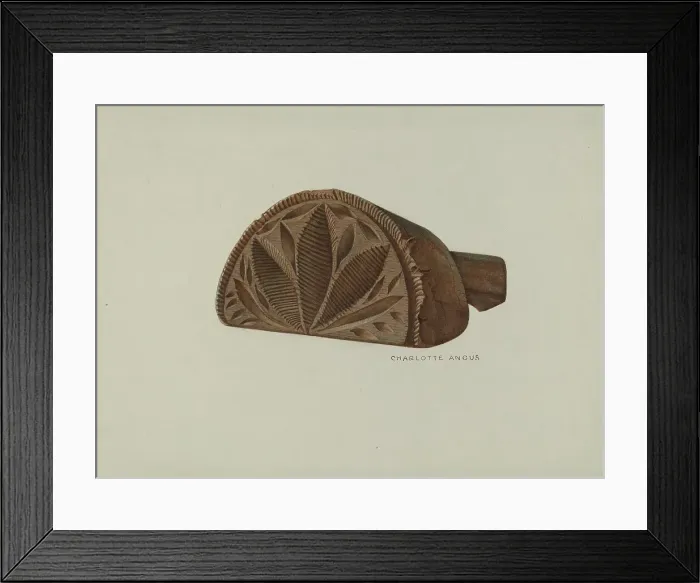 Framed Print : Pa. German Butter Mold, c. 1940. Creator: Charlotte Angus Framed Print : Pa. German Butter Mold, c. 1940. Creator: Charlotte Angus