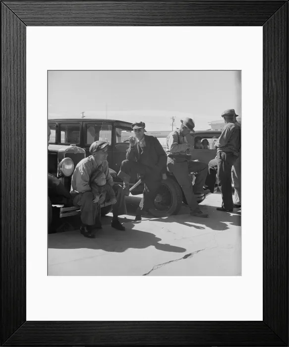 Framed Print : Waiting for the relief checks at Calipatria, California, 1937. Creator: Dorothea Lange