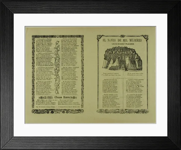 Framed Print : El novio de mil mujeres les da dinero y placeres (The Boyfriend of a Thousand Women... n.d. Creator: Manuel Manilla) Framed Print : El novio de mil mujeres les da dinero y placeres (The Boyfriend of a Thousand Women... n.d. Creator: Manuel Manilla)