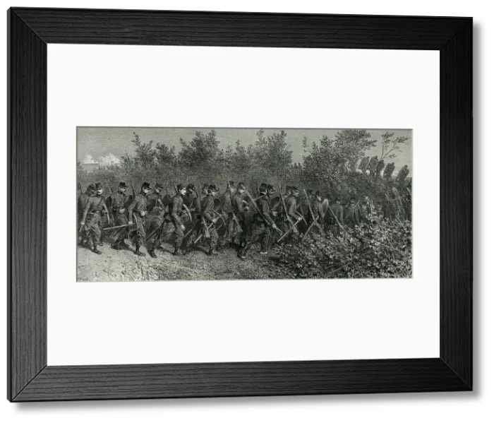 Framed Print : Sappers going to the trenches, from Souvenirs d'Italie: Expédition de Rome, 1854. Creator: Auguste Raffet Framed Print : Sappers going to the trenches, from Souvenirs d'Italie: Expédition de Rome, 1854. Creator: Auguste Raffet