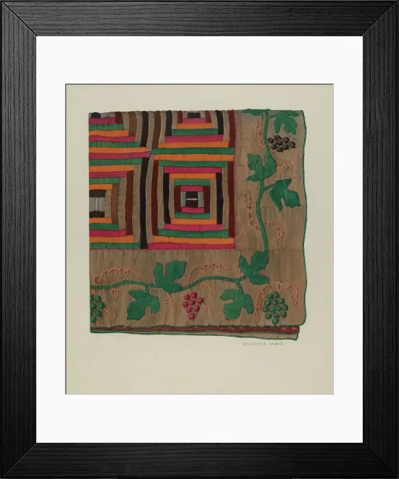 Framed Print : Log Cabin Quilt, 1935 / 1942. Creator: Charlotte Angus Framed Print : Log Cabin Quilt, 1935 / 1942. Creator: Charlotte Angus