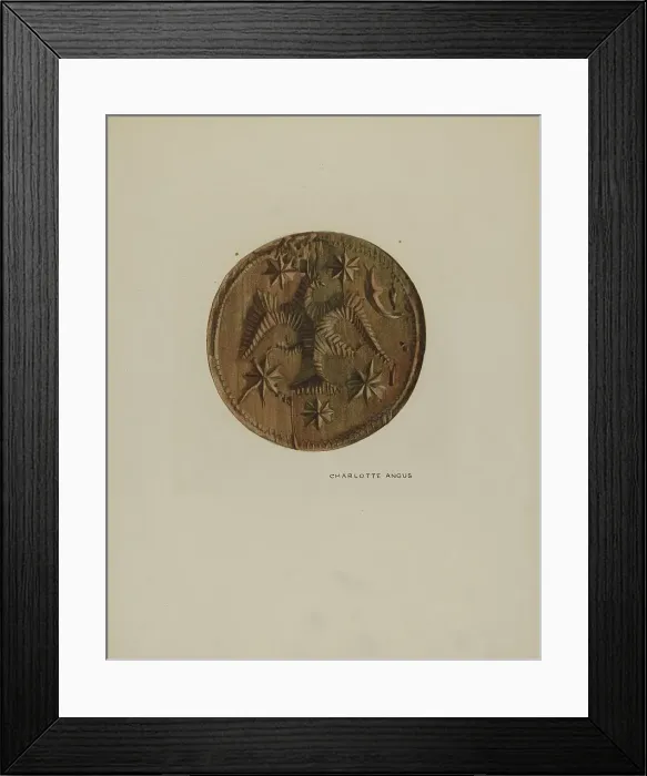 Framed Print : Pa. German Butter Mold, c. 1938. Creator: Charlotte Angus Framed Print : Pa. German Butter Mold, c. 1938. Creator: Charlotte Angus