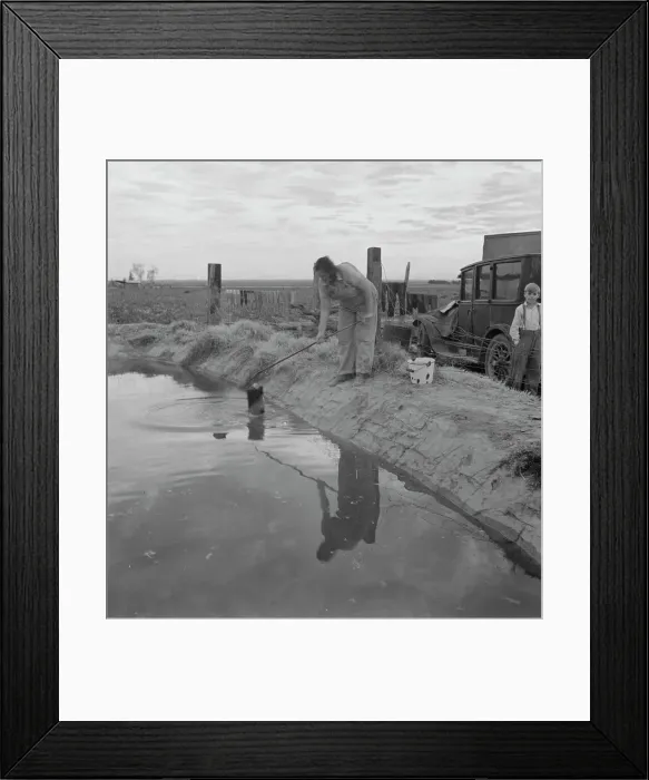 Framed Print : Water supply, California squatter camp near Calipatria, California, 1937. Creator: Dorothea Lange