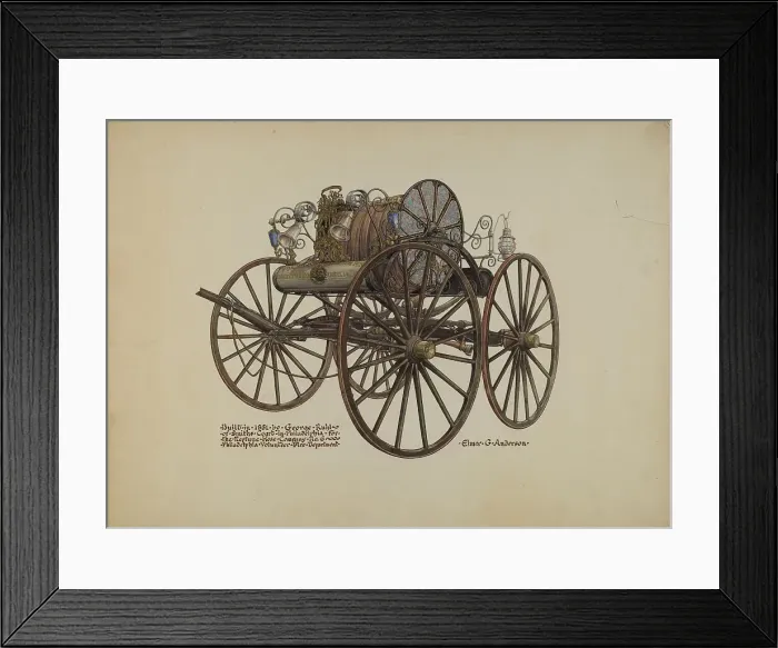 Framed Print : Hose Carriage, c. 1937. Creator: Elmer G Anderson Framed Print : Hose Carriage, c. 1937. Creator: Elmer G Anderson